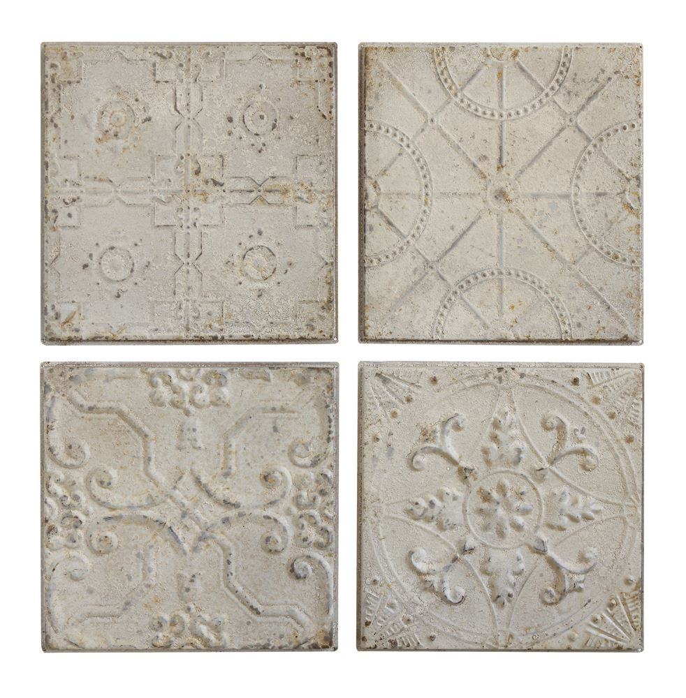 Set Of 4 Embossed Vintage Ceiling Tiles