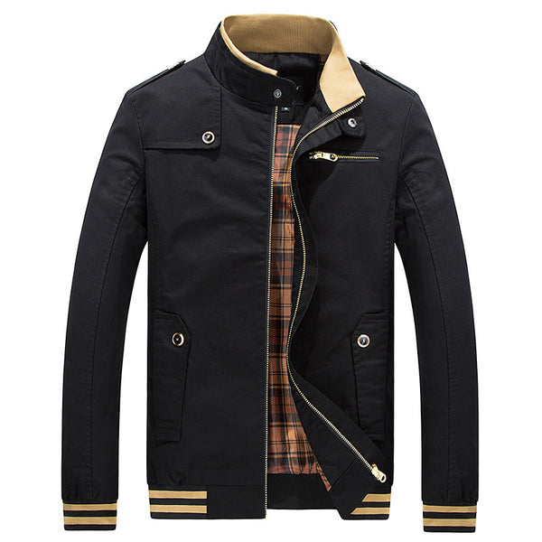 Spring Casual Stand Collar Men Slim Jackets And Coats - ThreadCreed