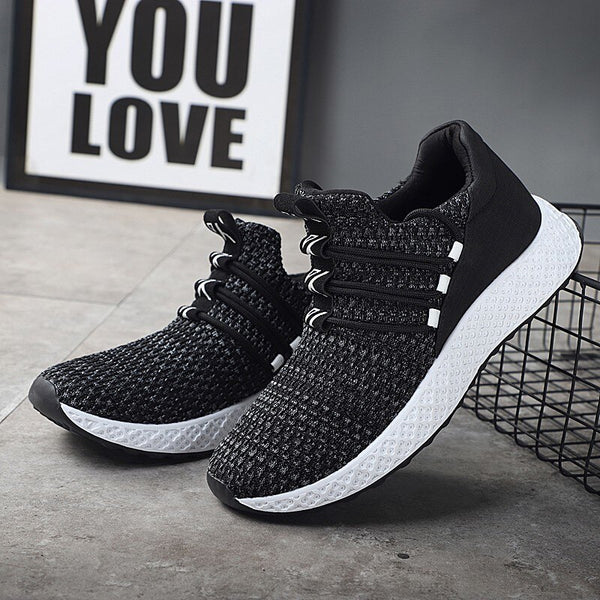 Men Pure color Models Breathable Sneakers Youth Fashion Comfortable Ho ...