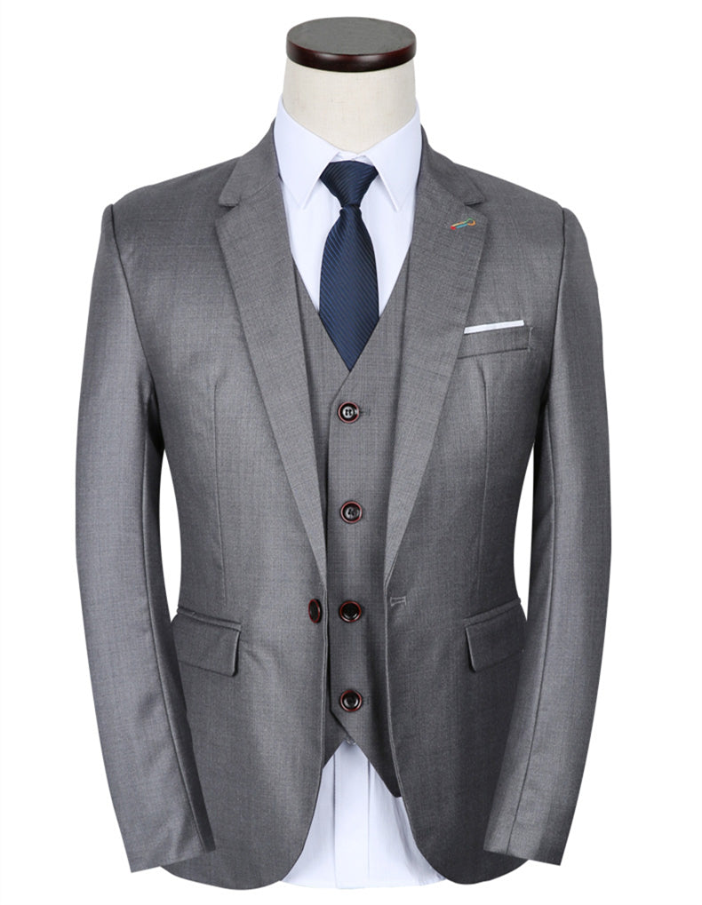 Men's Suits Slim Fit Men Wedding Suit Khaki Blue Gray 3 Piece Suit Lux ...