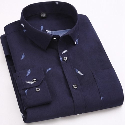 New Trend Fashion Lightweight Men's Printed Long Sleeve Dress Shirt Fl ...