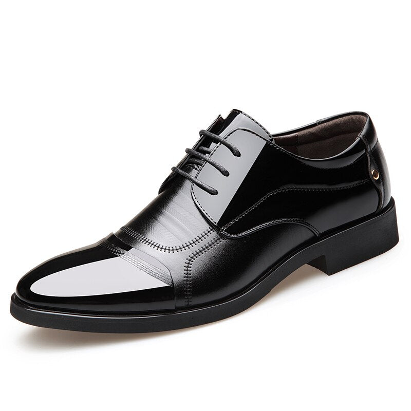 2019 Men Dress Shoes Leather Oxford Shoes For Men Lace Up New Business ...