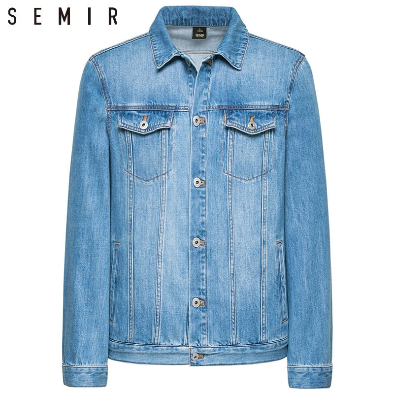 SEMIR denim Jackets men coat dark Blue Casual Teens Denim Jacket cotto ...