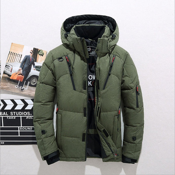 High quality men's winter jacket thick snow parka overcoat white duck ...