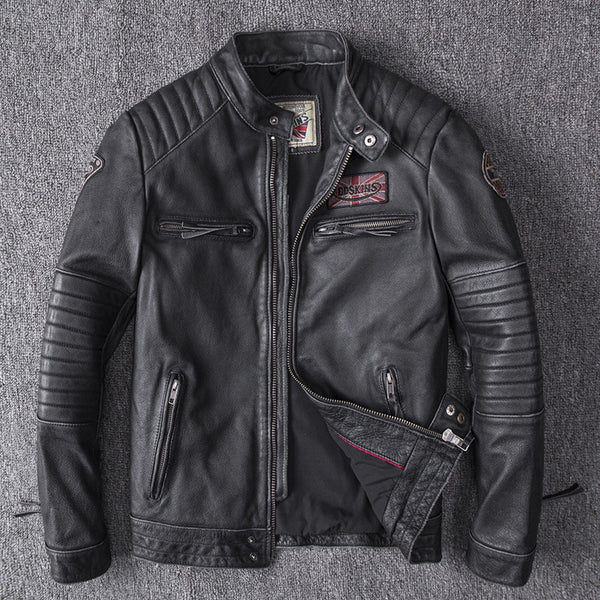 Men's Winter Real Genuine Leather Jackets Motorcycle Flight Pilot Bomb ...