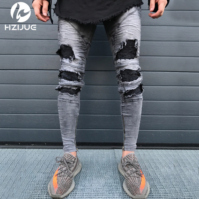 striped ripped jeans mens