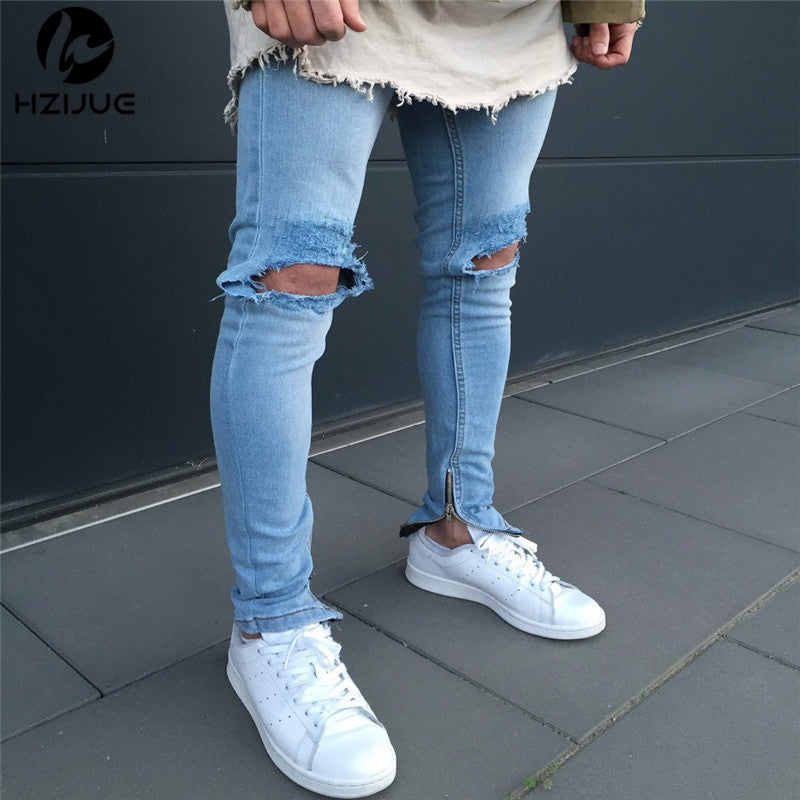 knee distressed jeans mens