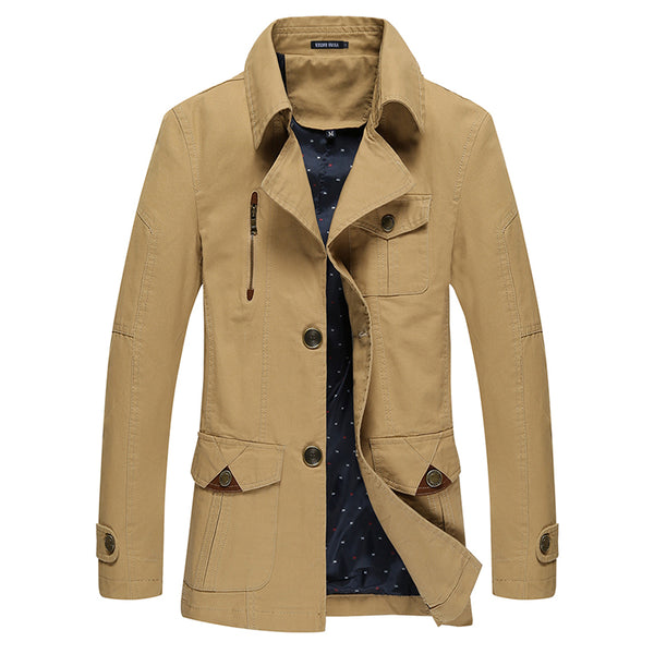 Long Trench Jacket Coat For Men Regular Cotton Standard Winter Man Spa ...