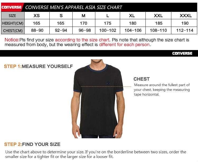 converse t shirt size chart Online Shopping for Men, Fashion & Delivery & Returns! -