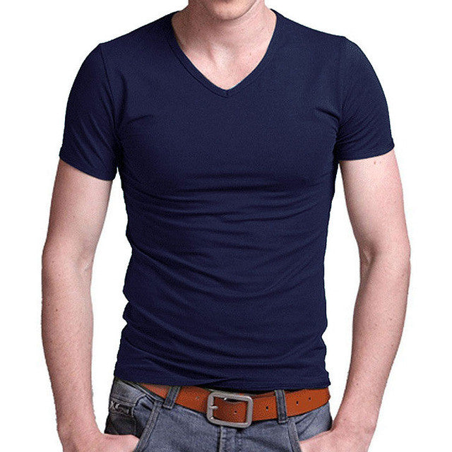 Mens Summer T Shirts Cotton Men Leisure Skintight Shirt Male