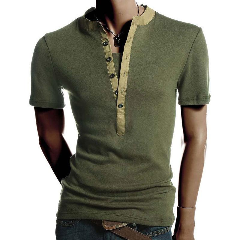 Fashion New Men short Sleeve T Shirt Slim Men's Shirts Male Deep V nec ...