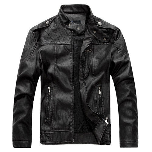 Short Faux Leather Coat Men Sheepskin Bomber Jacket Winter Warm Slim P ...