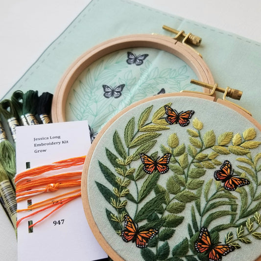 Floral Flourish Hand Embroidery Kit - Stitched Modern