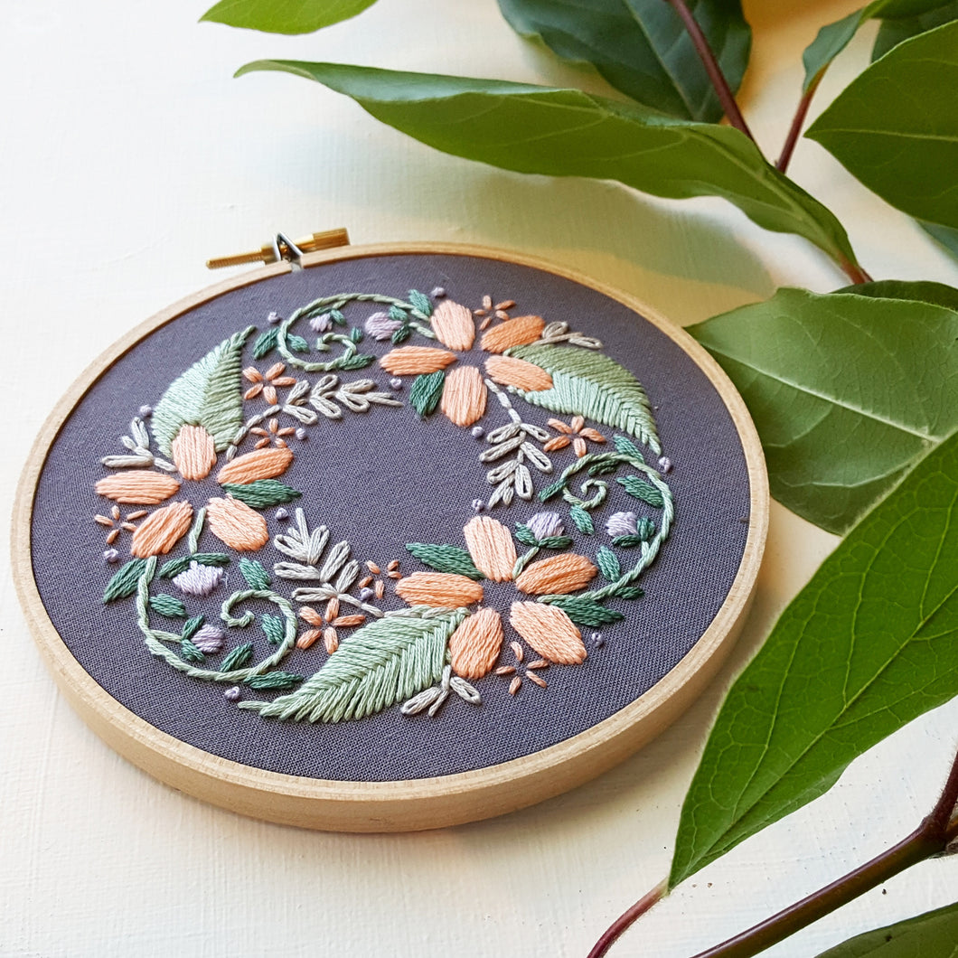 Floral Wreath Beginner Embroidery Pattern (PDF) - Jessica ...