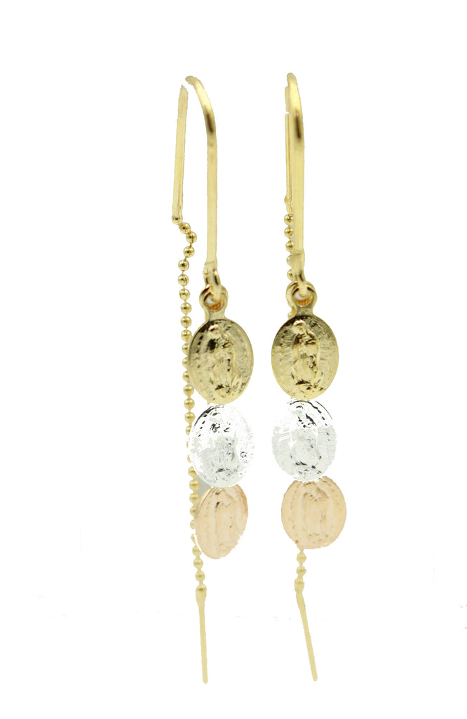 Our Lady of Guadalupe Dangle Hoop Gold Plate Earrings Aretes