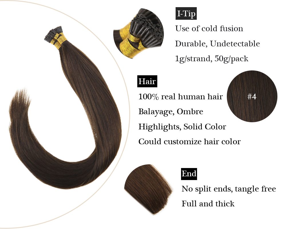 Keratin I Tip Dark Brown Human Hair Extensions