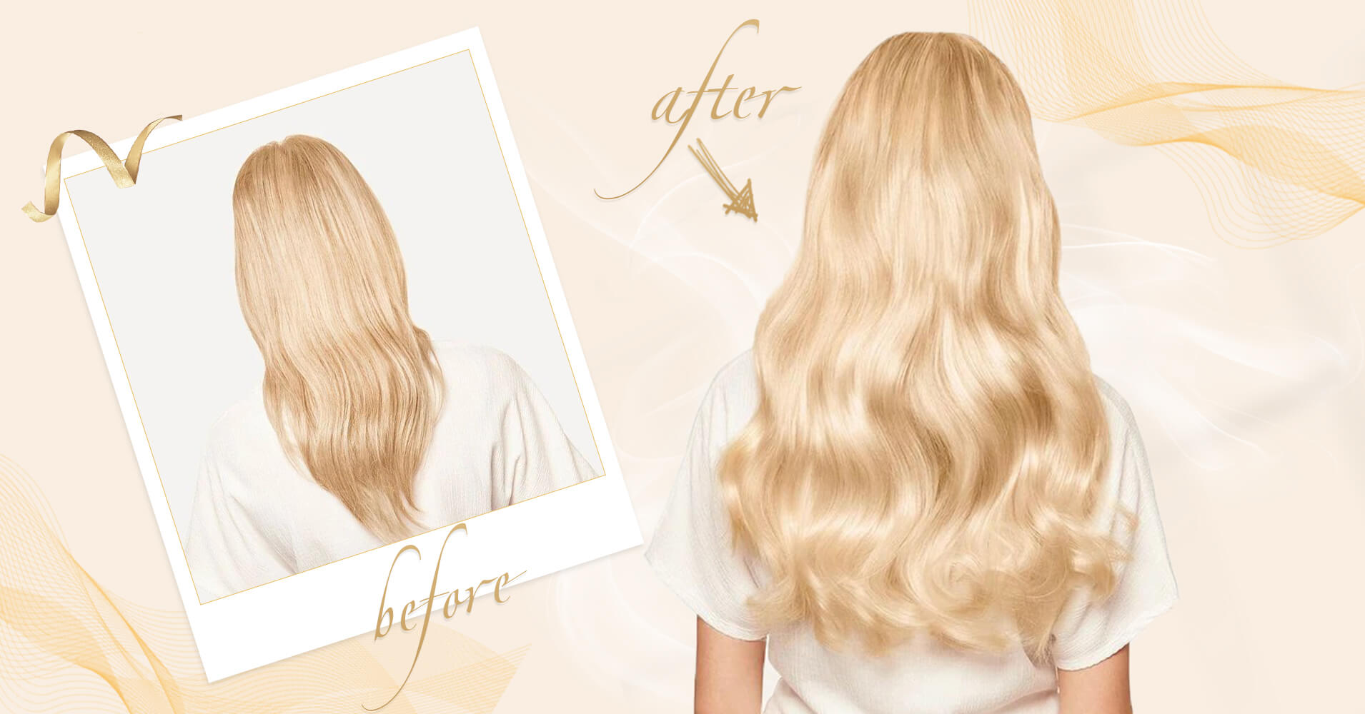 Sunny Clip in Hair Extensions before and after human hair clip in extensions