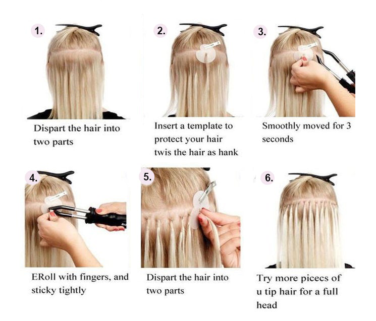 how to apply U tip Keratin human hair