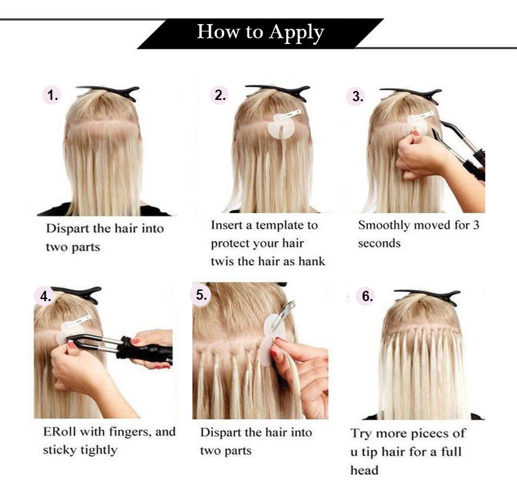 how to apply U tip Keratin human hair