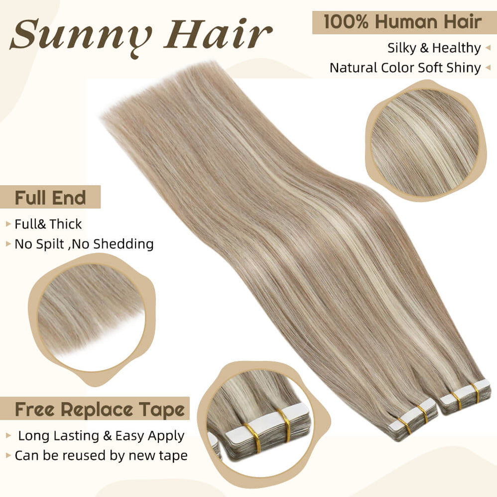 100% Human Tape in Real Hair Extensions Skin Weft Human Hair Extensions ...