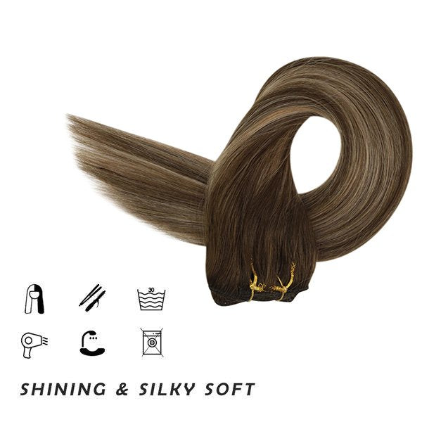 Clip in Hair Extensions Real Human Hair Extensions Balayage #4/27/4 —  SunnyHair