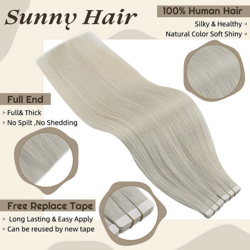 100% Human Tape in Real Hair Extensions Solid Color Skin Weft Human ...