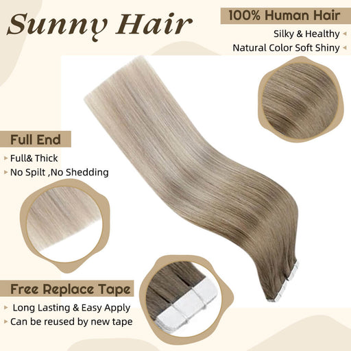 100% Human Balayage Ombre Tape in Real Human Hair Extensions — SunnyHair