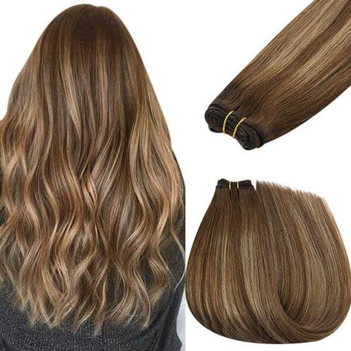 Micro Ring Hair Extensions Balayage Dark Brown with Blonde #2/6/24 |Youngsee, 16'' / 100g/2 Packs (Recommend)