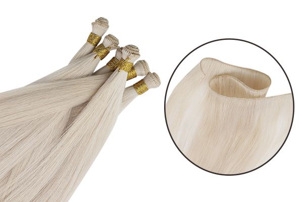 hand-tied weft hair extension 100% virgin human hair extrnsions