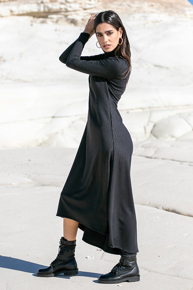 High-Low Hemline Midi Dress Black | Sun Sea & Roses | Antheia - BAZICS CY