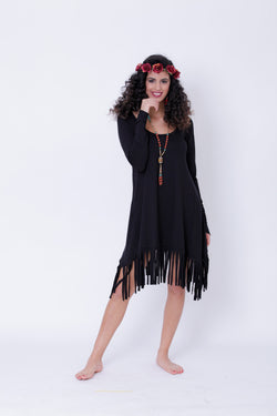 fringe dress long sleeve