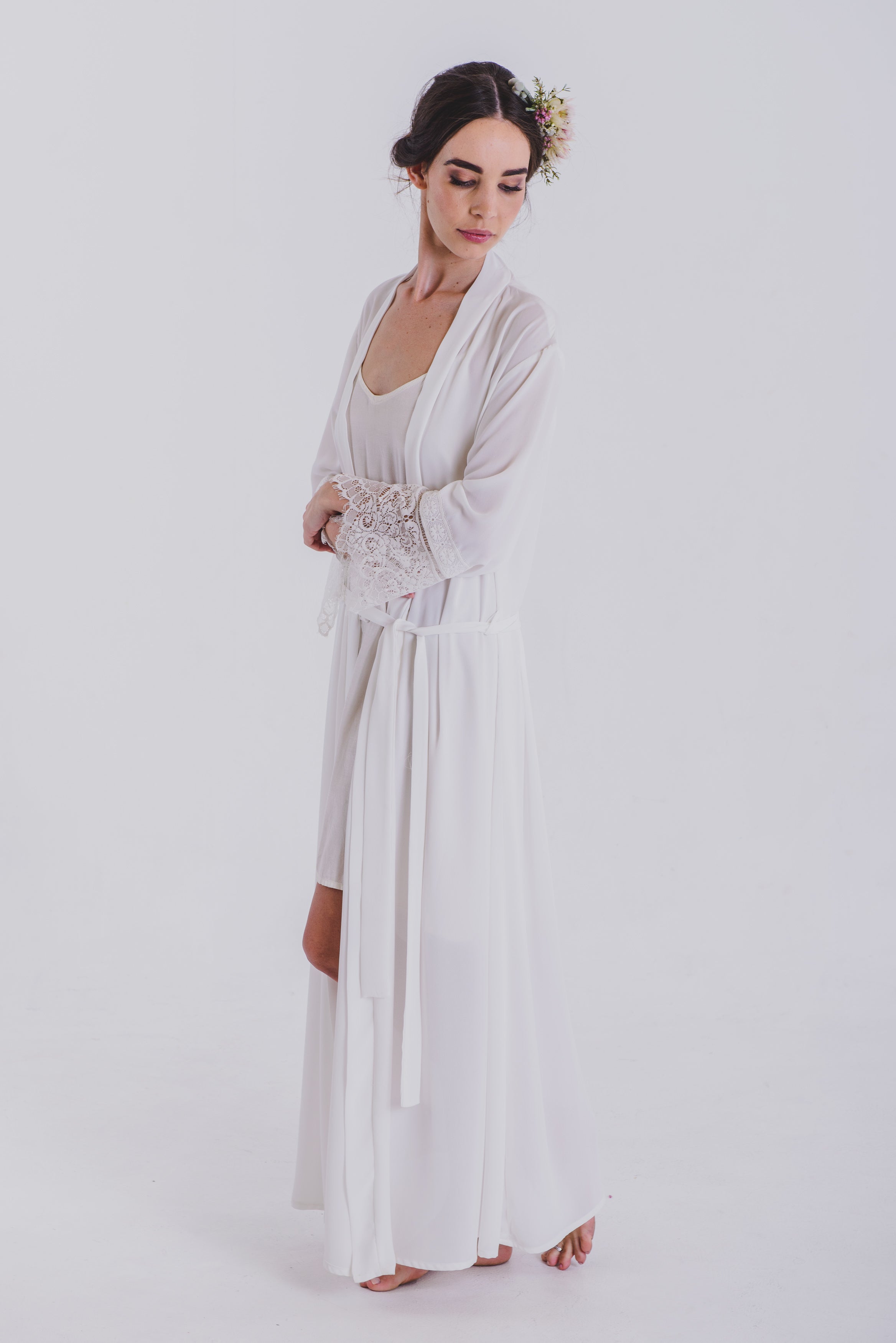 Gracie Dressing Gown - Ivory – Chanelle Wright