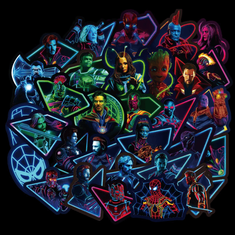 Avengers Endgame Neon Stickers Thurfy