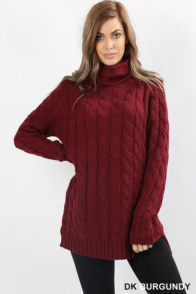 cable knit turtleneck sweater women's