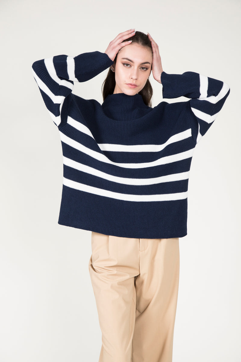 シンプルでおしゃれ FETICO STRIPE RIB KNIT JUMPER 長袖リブニット