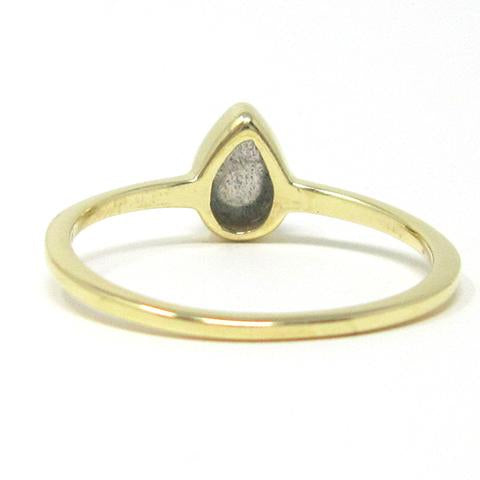 yellow gold pear labradorite ring