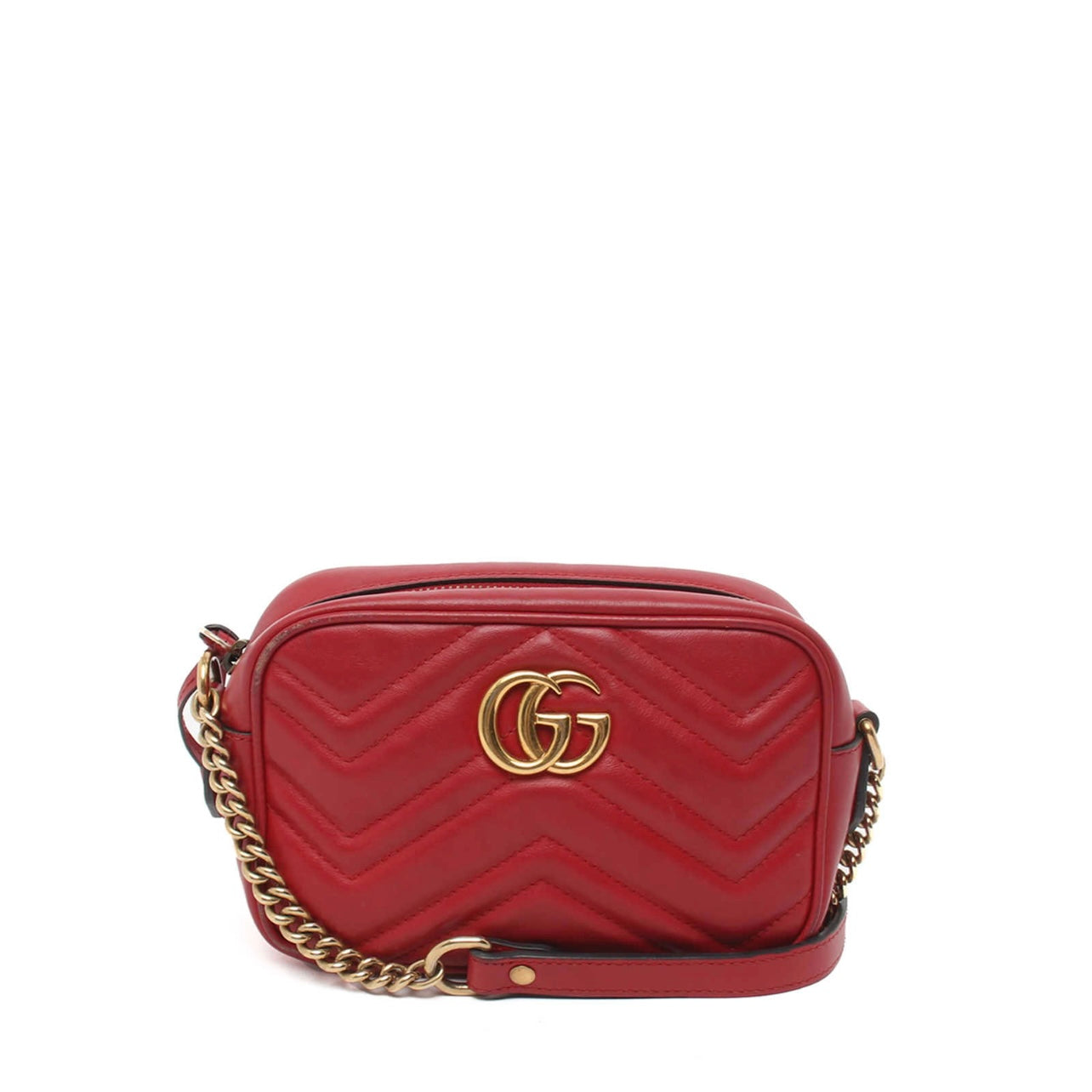 Gucci GG Marmont Camera Bag Matelasse Velvet Small Hibiscus Red in