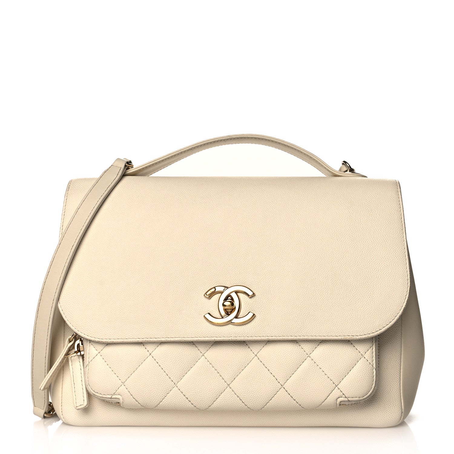 Chanel Caviar quilted large business affinity flap white - MyDesignerly