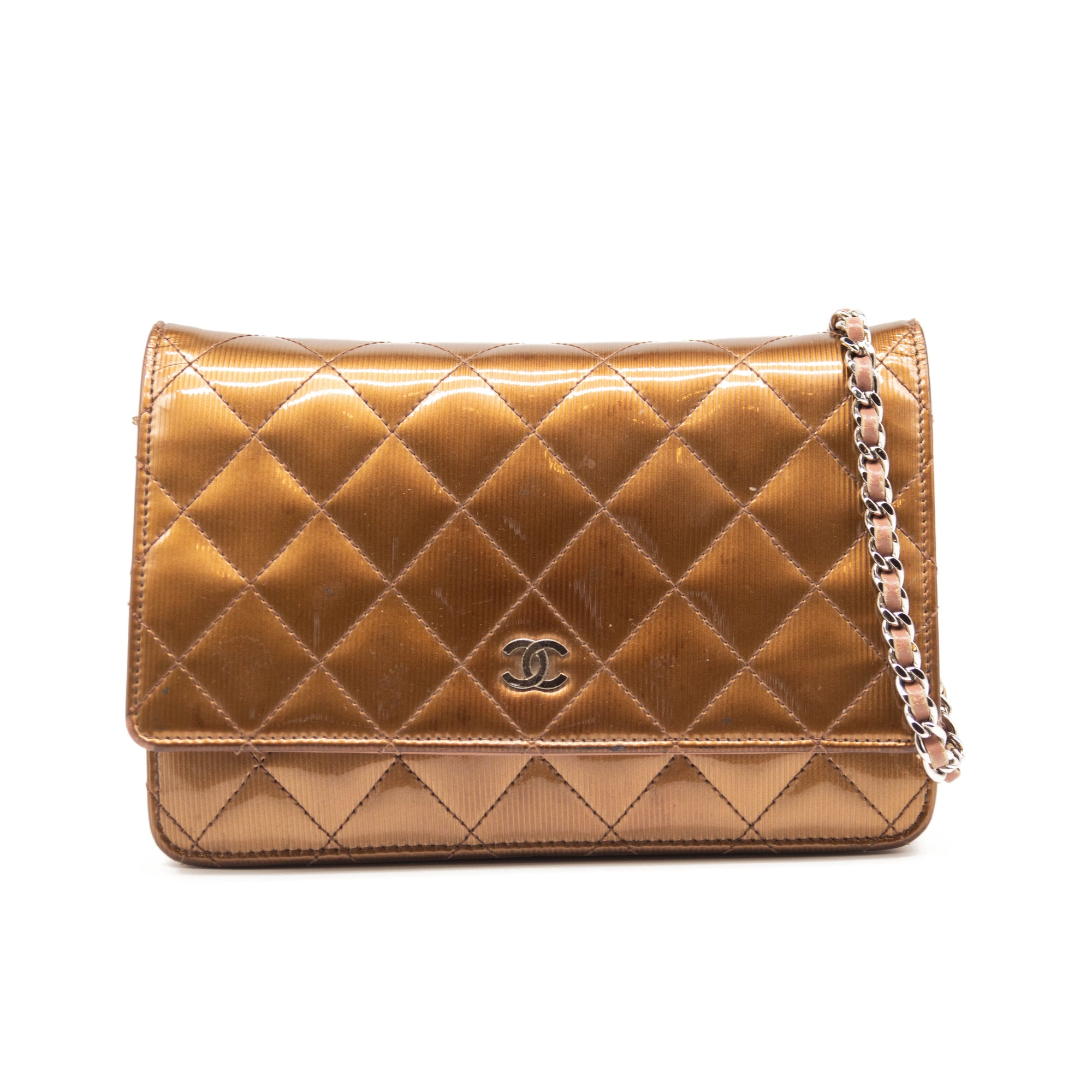 Chanel Iridescent Lambskin Quilted Pearl Wallet On Chain WOC Light Bei -  MyDesignerly