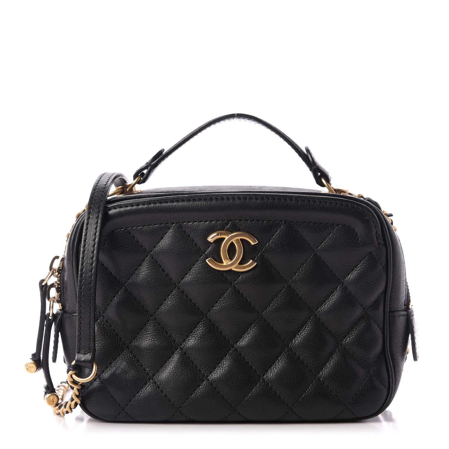 Chanel CC Filigree Vanity Case Quilted Caviar Goldtone Small Beige in  Caviar with Goldtone  US