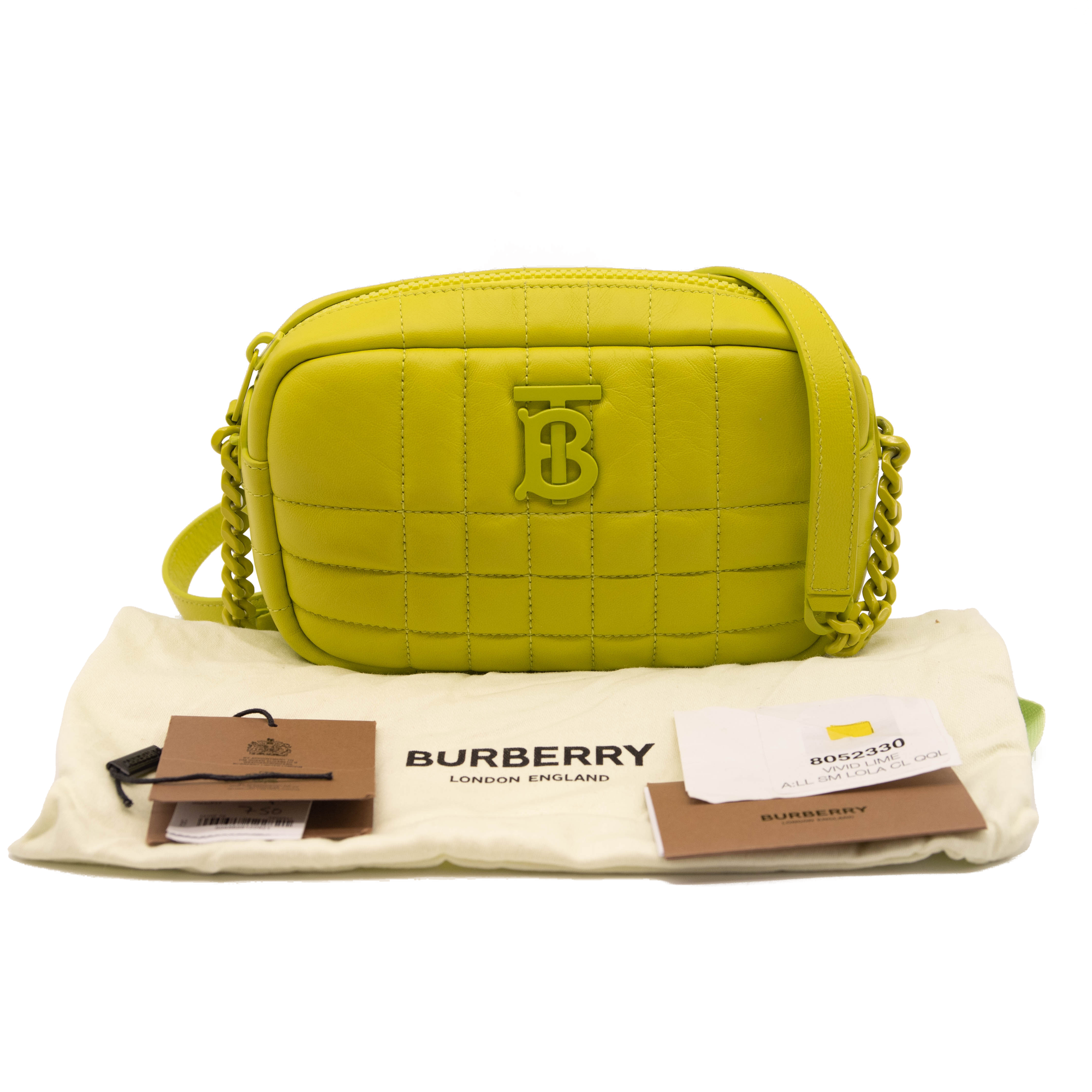 Burberry Mini Lola Quilted Leather Camera Bag Vivid Lime - MyDesignerly