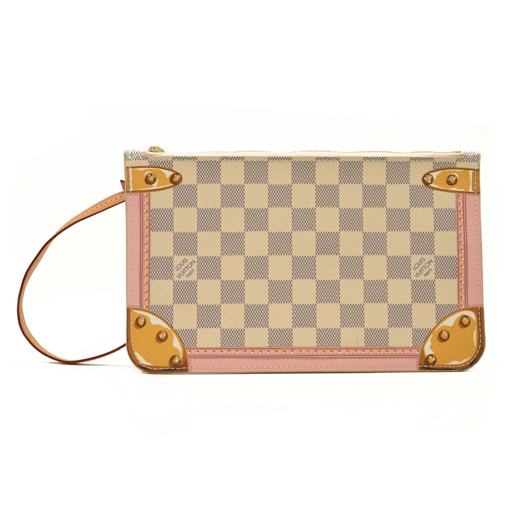 Louis Vuitton Blue Rouge Damier Monogram Denim Patchwork Neverfull MM NM  Bag w/o Accessories Pochette - Yoogi's Closet