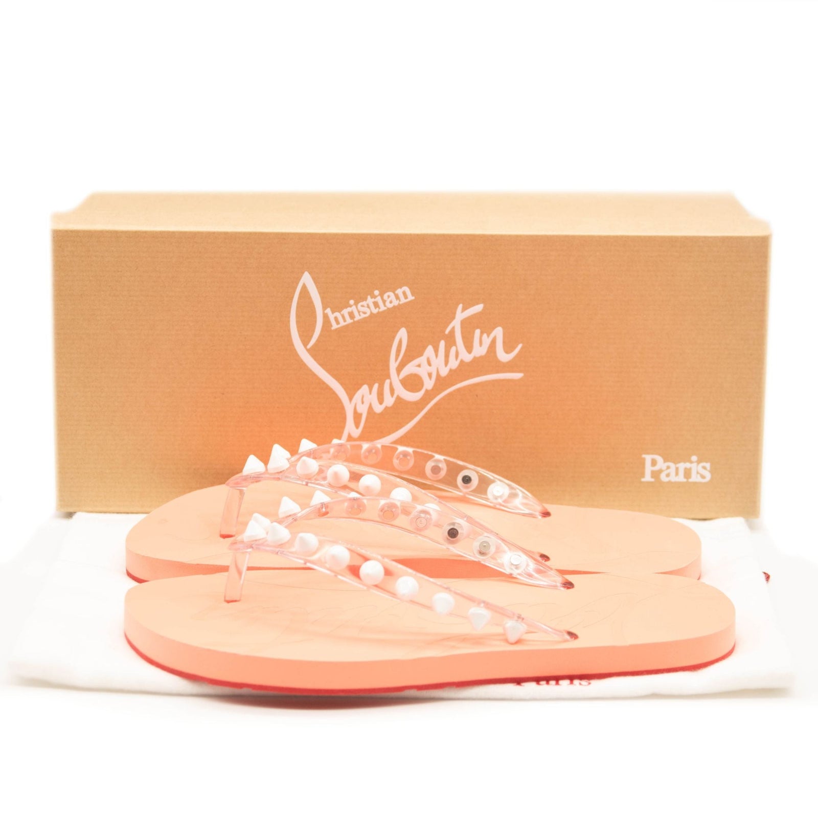 Christian Louboutin Loubi Donna Spike Red Sole Flip Flops