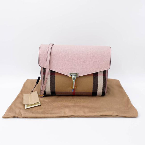 Burberry Crossbody House Check Canvas Macken Pink Leather Shoulder Bag -  MyDesignerly
