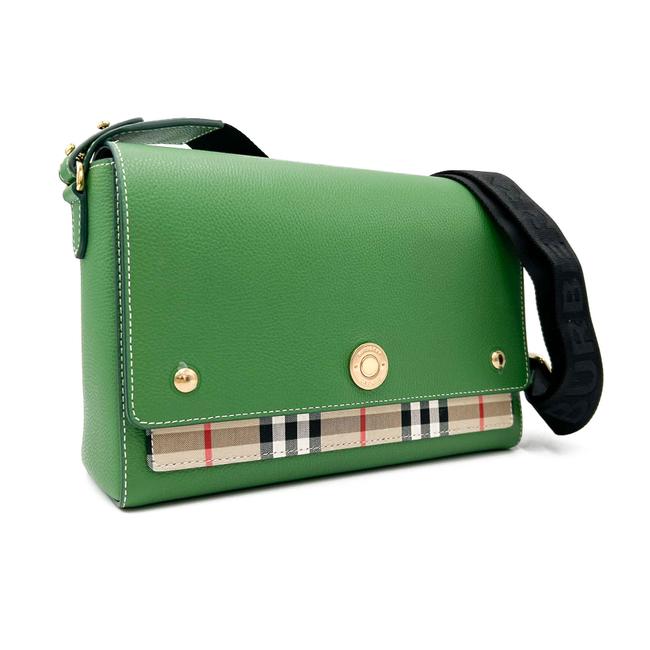 Burberry Crossbody Note Check Medium Ivy Green Leather Shoulder Bag -  MyDesignerly