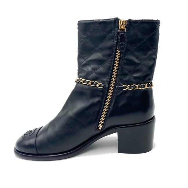 Chanel Black 19b Cap Toe Quilted Gold Chain Cc Logo Zipper Boots/Booti -  MyDesignerly