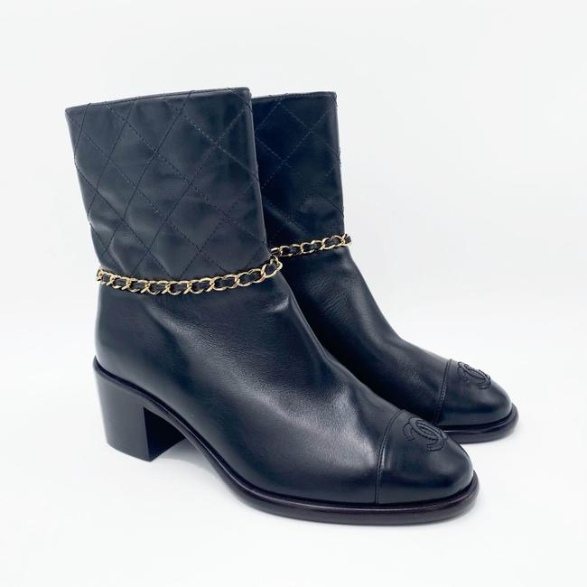 Chanel Black 19b Cap Toe Quilted Gold Chain Cc Logo Zipper Boots/Booti -  MyDesignerly