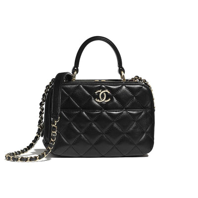 Chanel Bowling 2020 Small Gold-tone Metal Black Lambskin Leather Shoul -  MyDesignerly