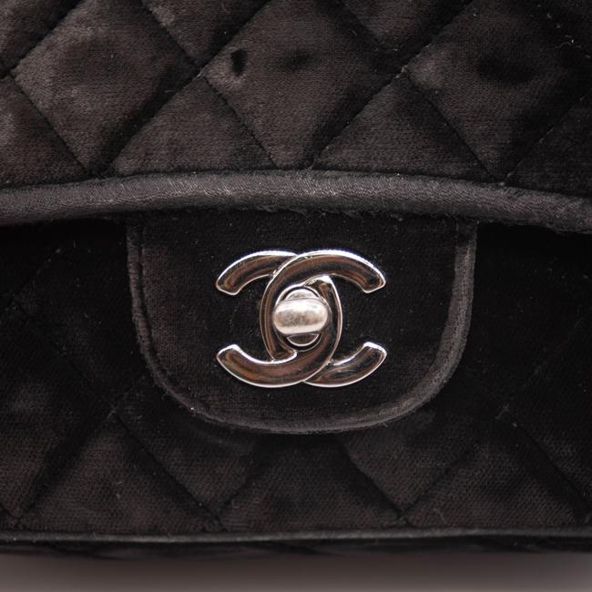 Chanel Classic Quilted Mini Square Flap Logo Black Velvet Shoulder - MyDesignerly