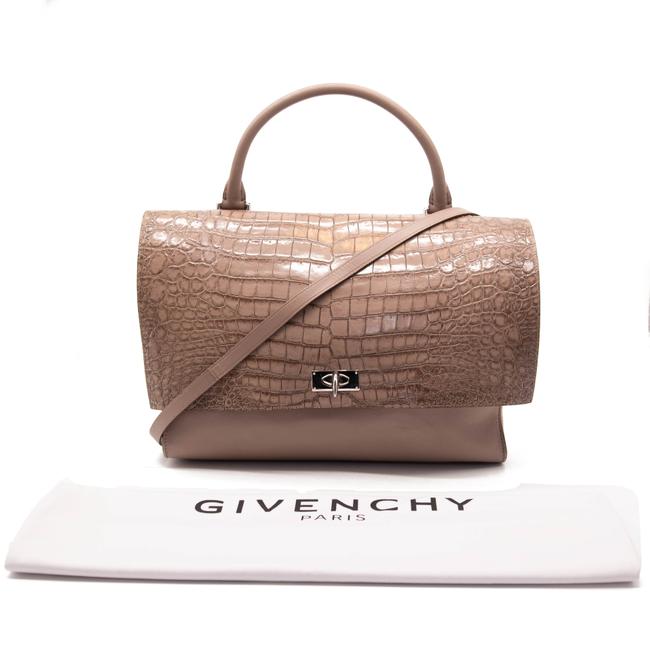 Givenchy Crocodile Embossed Medium Shark Lock Sand Beige Calfskin Grey -  MyDesignerly